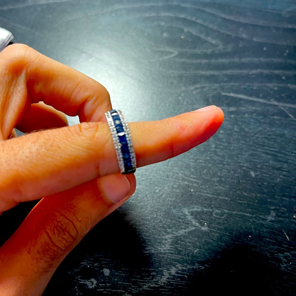 Effy 14K white gold, Sapphire and Diamond ring.